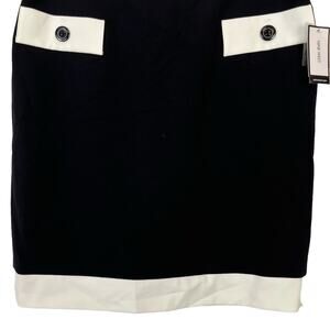 NINE WEST Black & White Stretch Career Straight Cut Knee Length Skirt NWT sz 8